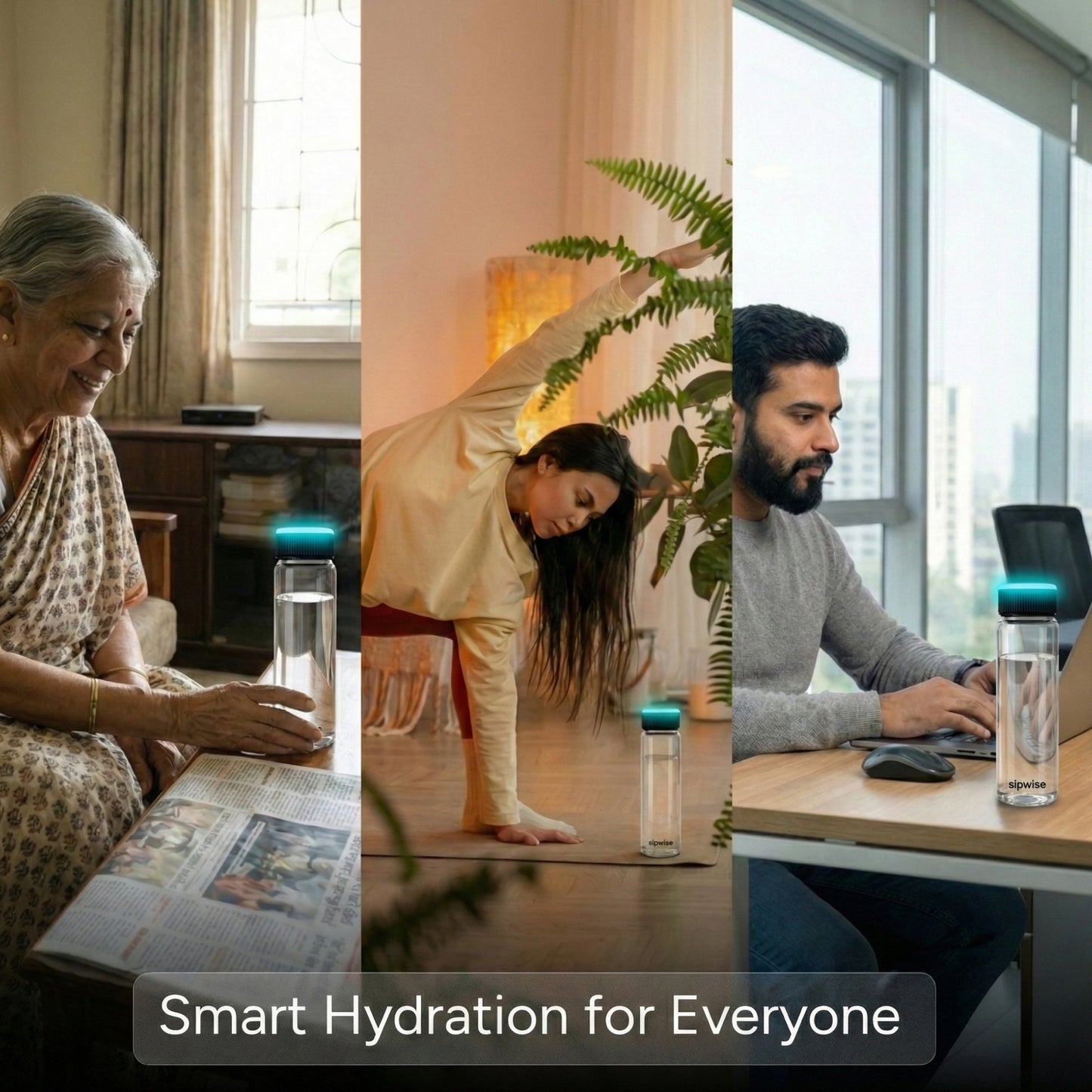 Smart water bottle made with borosilicate glass